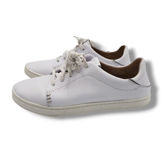 Olukai Pehuea Li 'Ili Sneaker Womens 6.5 White Leather Convertible - Picture 6 of 10